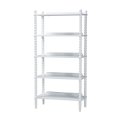 Baxton Studio Lucera Bobbin Display Shelf - 5-Tier Open Frame Vertical Bookcase with Spindle Posts for Living Room or Office, White